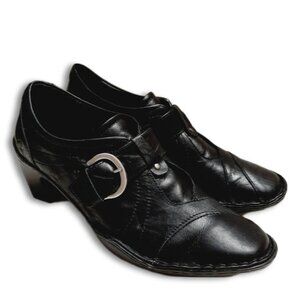 JOSEF SEIBEL Slip-On Ankle Leather Shoes Shooties Boots Black Sz US 7 EUR 38